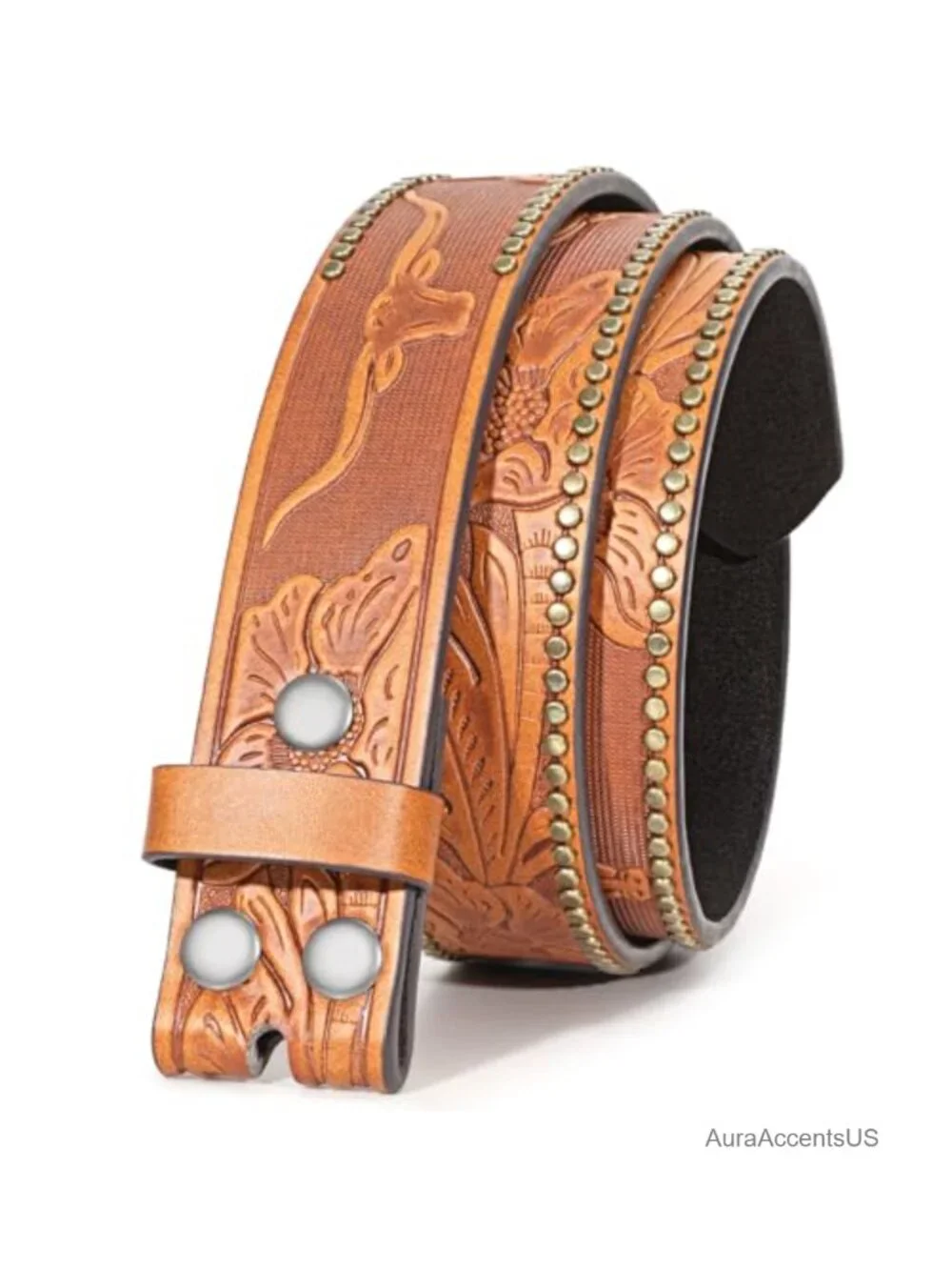 Western PU Leather Belt Strap Without Buckle for Men Women Cowboy Cowgirl